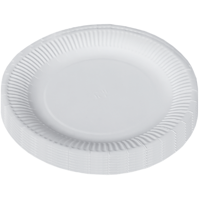 Set 10 farfurii de unica folosinta, din carton, albe, 23 CM